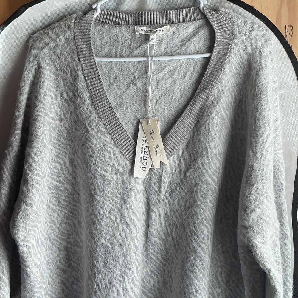 Workshop Republic Clothing Gray V-Neck Sweater